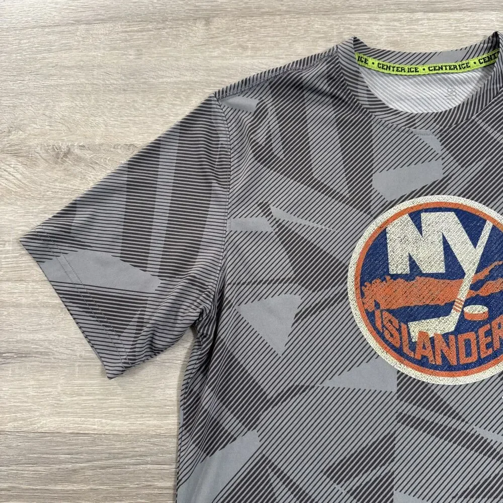 New York Islanders Shirt Reebok Men's Gray Performance Hockey Logo Large